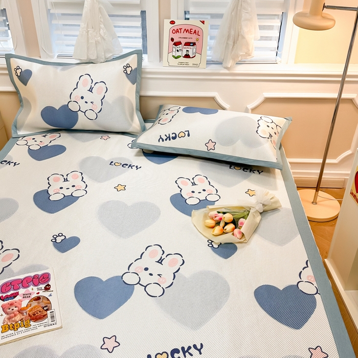 91家纺网 家纺一手货源 找家纺 慕尚 2025新款800D冰藤凉席 欢乐兔