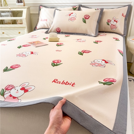 孩子王家纺 2024新款凉感卡通冰丝席-成人款 花间小兔
