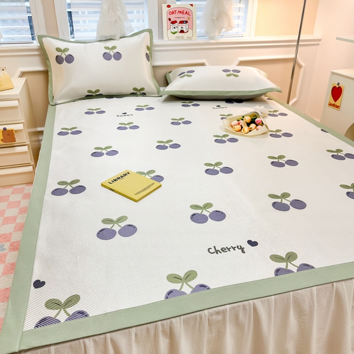 91家纺网 家纺一手货源 找家纺 慕尚 2025新款800D冰藤凉席 樱桃紫