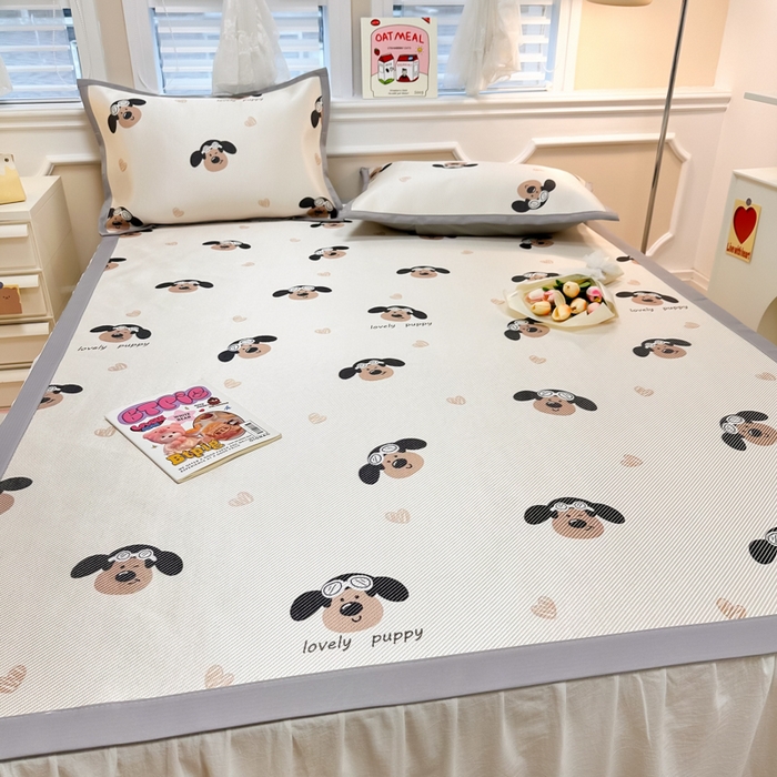 91家纺网 家纺一手货源 找家纺 慕尚 2025新款800D冰藤凉席 萌萌狗