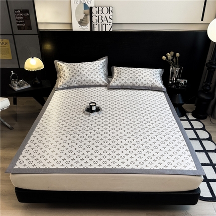 91家纺网 家纺一手货源 找家纺 孩子王家纺 2024新款高档提花加厚凉感款冰丝席路易世家系列-成人凉席 路易世家-灰（高档提花 加厚凉感款）