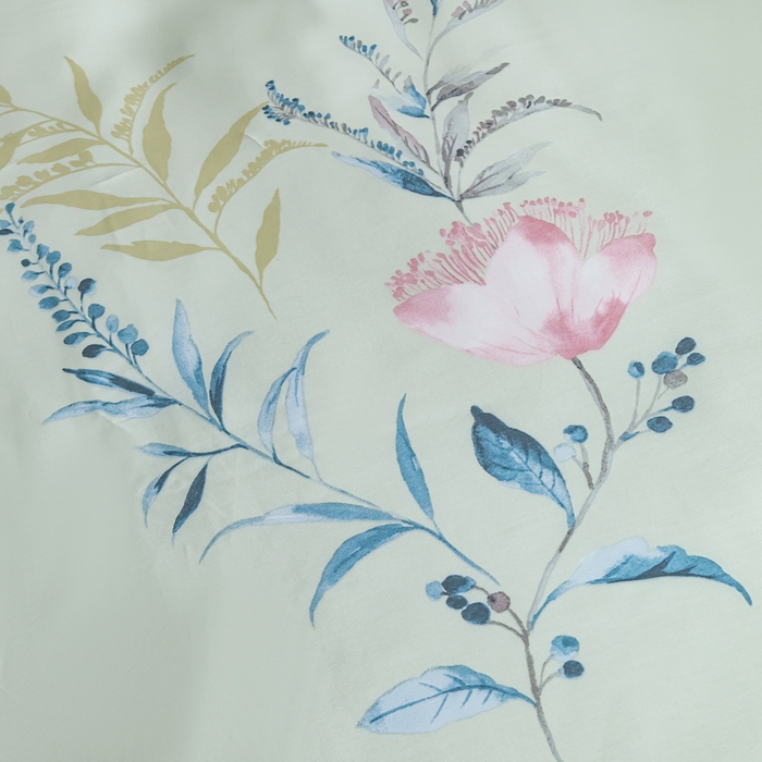 91家纺网 家纺一手货源 找家纺 氧家 2025新款莱赛尔天丝数码印花四件套宽边断角工艺（礼盒装）沐夏