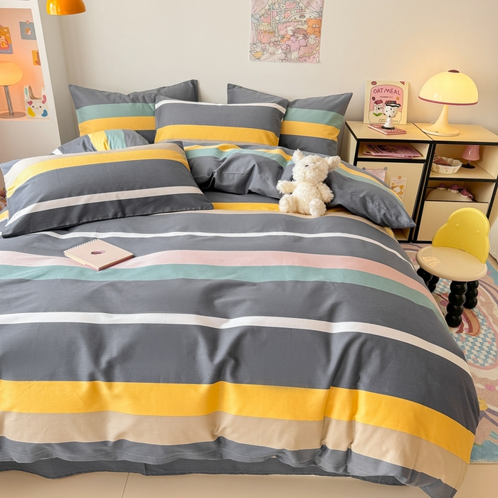 91家纺网 家纺一手货源 找家纺 慕尚 2025新款13070全棉小清新四件套 素条