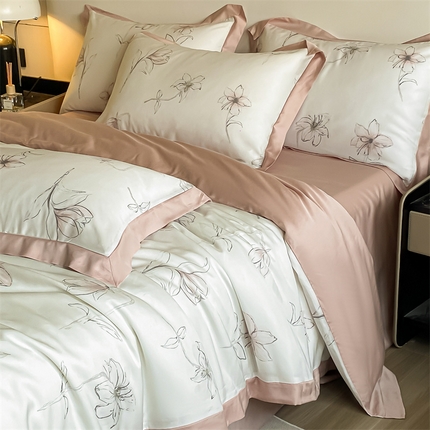 蓝米卡夫 2024新品-A类50支新时尚天丝印花拼角款系列 枝叶诗韵