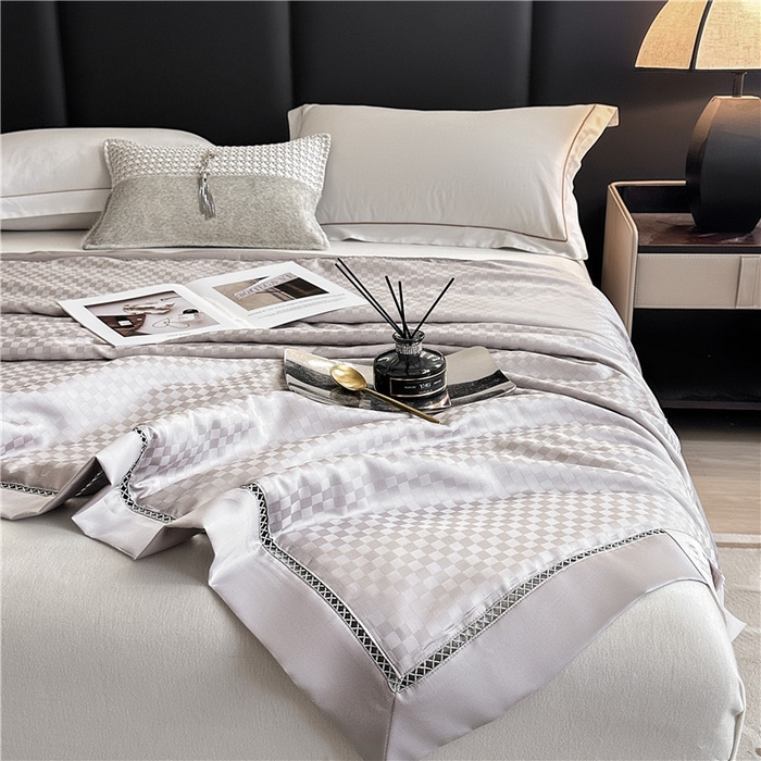 91家纺网 家纺一手货源 找家纺 蜜柚 2024新款60s莱赛尔天丝提花大豆夏被-格言系列（控价199以上） 格言灰