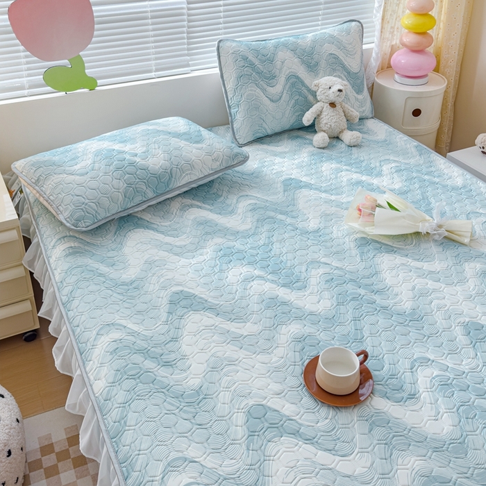 91家纺网 家纺一手货源 找家纺 （总）小萌虎 2024新款胶质凉席床笠花边款