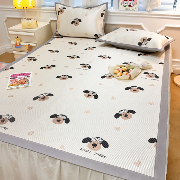 91家纺网 家纺一手货源 找家纺 慕尚 2025新款800D冰藤凉席 萌萌狗