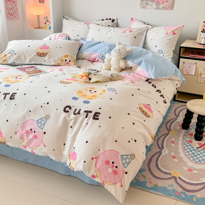 91家纺网 家纺一手货源 找家纺 慕尚 2025新款13070全棉小清新四件套 芝士包