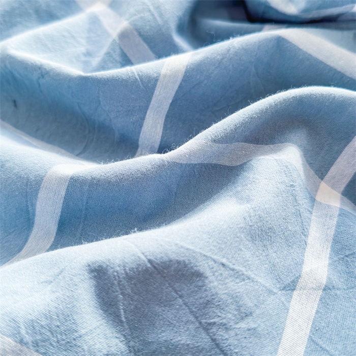 91家纺网 家纺一手货源 找家纺 北欧良品 2024新款水洗棉单品床笠、床单--格纹款（床笠、床单） 海蓝大格