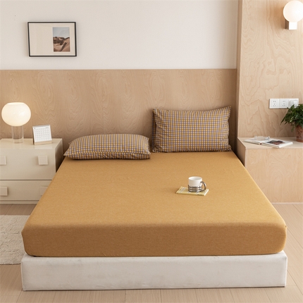 北欧良品 2024新款水洗棉单品床笠、床单--纯色款（床笠、床单） 琥珀