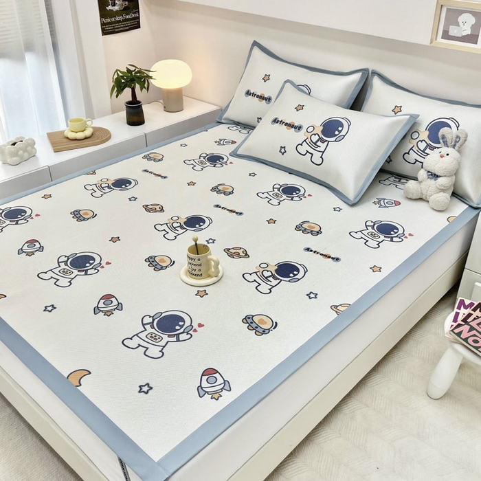 91家纺网 家纺一手货源 找家纺 全季家居 2024新款5A抗菌小清新数码印花冰藤席 床席款-星空世界