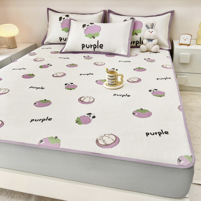 91家纺网 家纺一手货源 找家纺 全季家居 2024新款5A抗菌小清新数码印花冰藤席 床笠款-小千竹