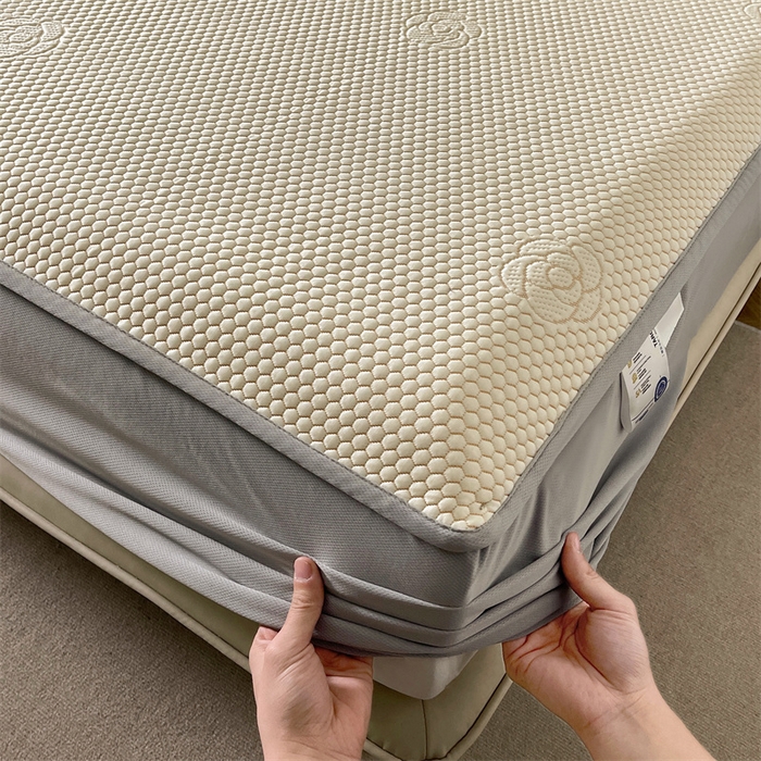 91家纺网 家纺一手货源 找家纺 2024新款抗菌凉豆豆提花床笠款凉席-花朵系列 花朵-柠檬黄