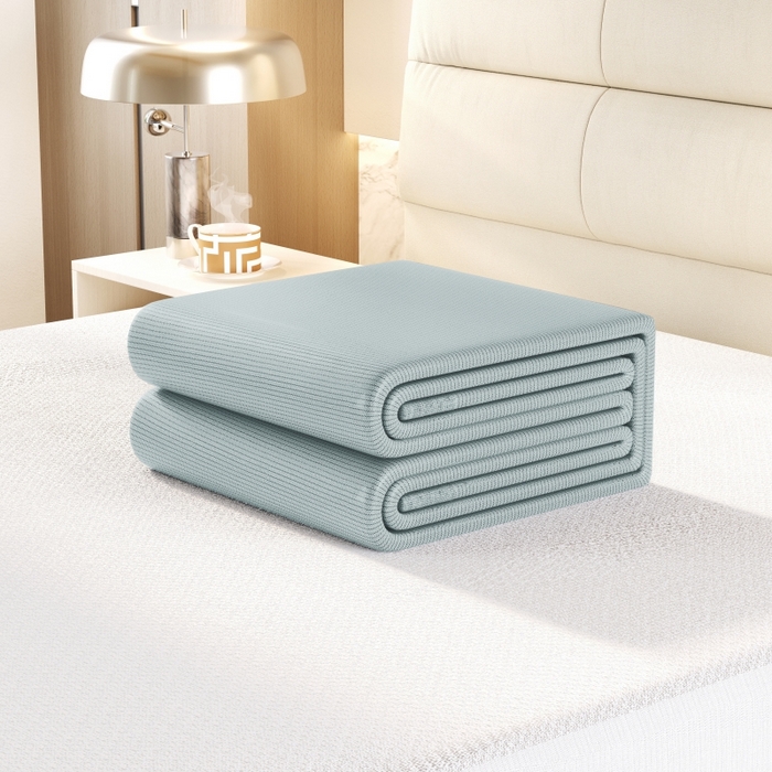 91家纺网 家纺一手货源 找家纺 爱宝被业 2025新款冰丝凉席刺绣款 蓝