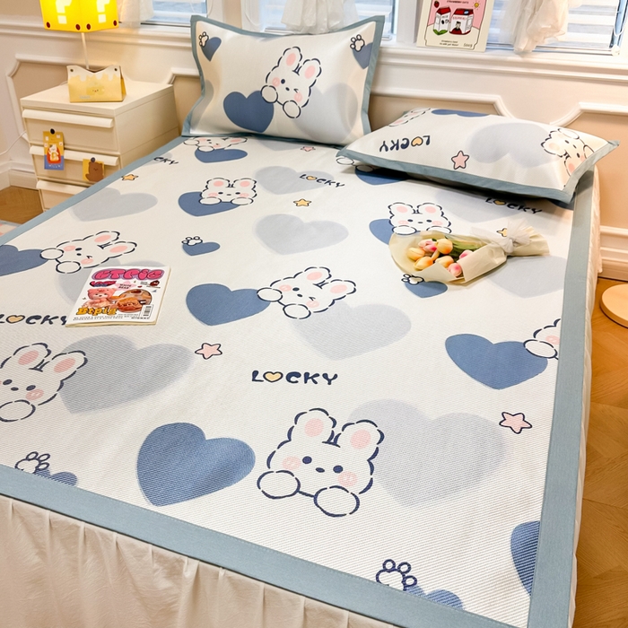 91家纺网 家纺一手货源 找家纺 慕尚 2025新款800D冰藤凉席 欢乐兔