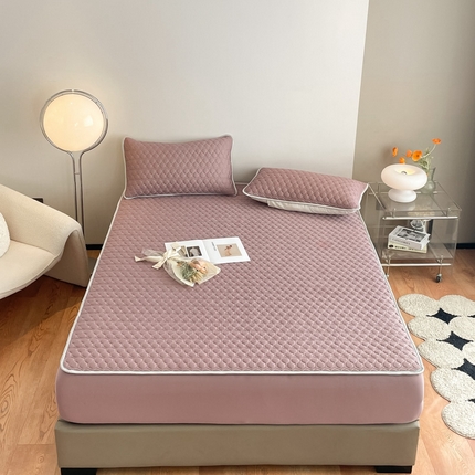 91家纺网 家纺一手货源 找家纺 欧邦 新款纯色A类凉感丝乳胶床笠三件套 酱紫