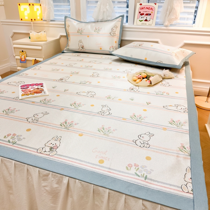 91家纺网 家纺一手货源 找家纺 慕尚 2025新款800D冰藤凉席 小白兔