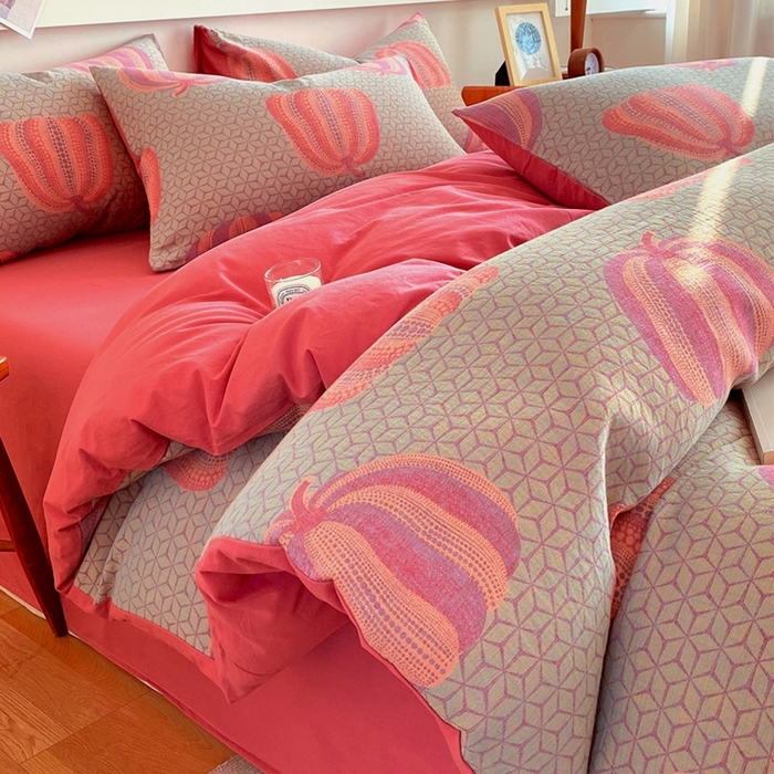 91家纺网 家纺一手货源 找家纺 2024新款全棉纯棉双层纱三层纱立体提花四件套 苏娜