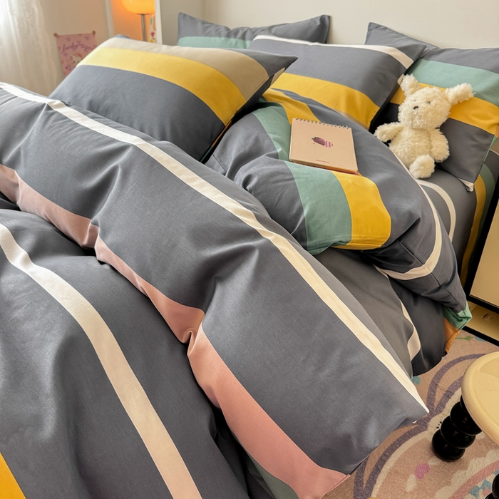 91家纺网 家纺一手货源 找家纺 慕尚 2025新款13070全棉小清新四件套 素条