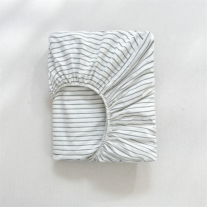 91家纺网 家纺一手货源 找家纺 北欧良品 2024新款水洗棉单品床笠、床单--格纹款（床笠、床单） 极简条白