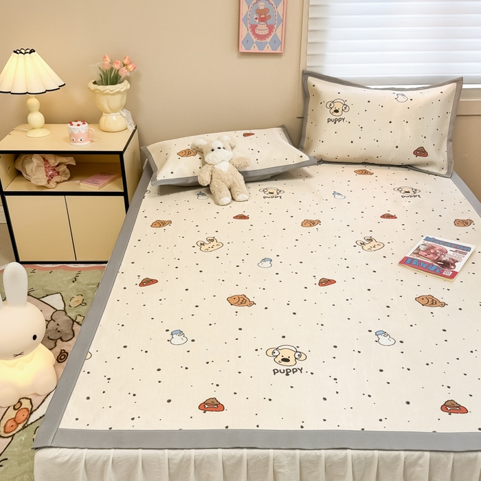 91家纺网 家纺一手货源 找家纺 2025新款慕尚600D数码印花冰丝凉席 绵绵动物