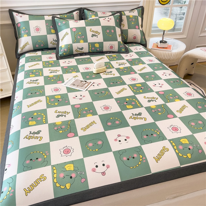 91家纺网 家纺一手货源 找家纺 孩子王家纺 2024新款凉感卡通冰丝席-成人款 恐龙宝贝