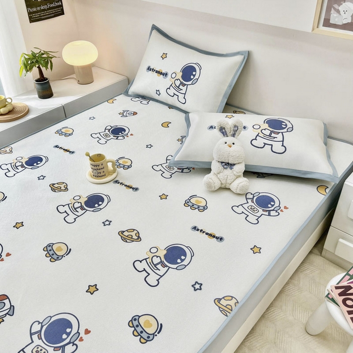 91家纺网 家纺一手货源 找家纺 全季家居 2024新款5A抗菌小清新数码印花冰藤席 床笠款-星空世界