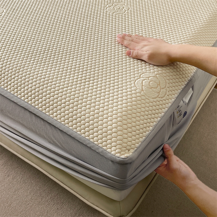 91家纺网 家纺一手货源 找家纺 2024新款抗菌凉豆豆提花床笠款凉席-花朵系列 花朵-柠檬黄