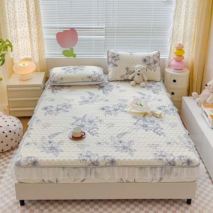 91家纺网 家纺一手货源 找家纺 （总）小萌虎 2024新款胶质凉席床笠花边款