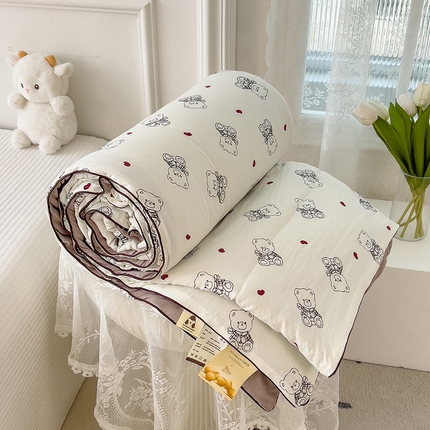 网客家纺 2024新款双层纱水洗印花夏被 可爱小熊