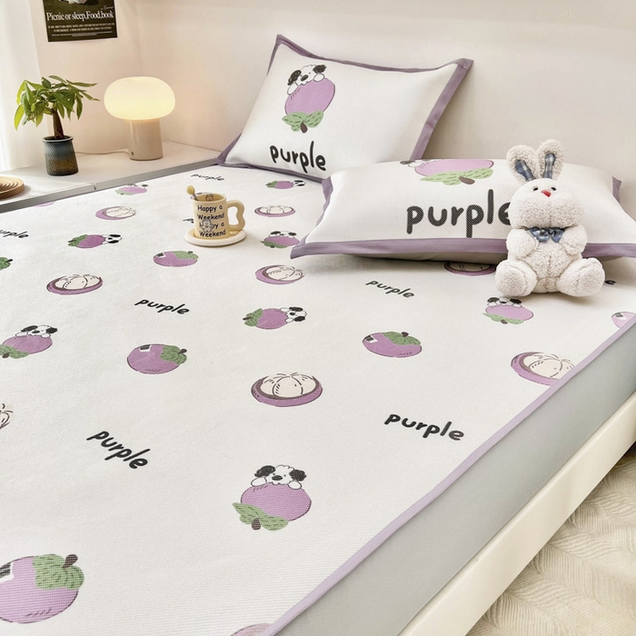 91家纺网 家纺一手货源 找家纺 全季家居 2024新款5A抗菌小清新数码印花冰藤席 床笠款-小千竹