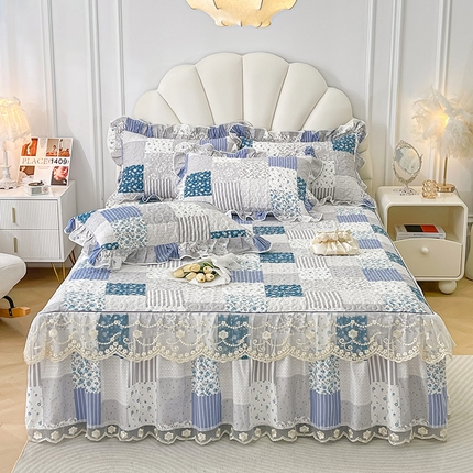 91家纺网 家纺一手货源 找家纺 （总）宜凡家纺 2024新款全棉夹棉印花床裙系列四件套