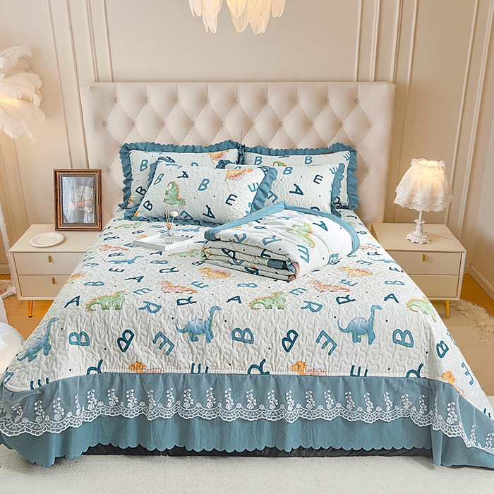 91家纺网 家纺一手货源 找家纺 梦柏家纺 2024新款亲肤泡泡棉夹棉床盖夏被四件套 纪元