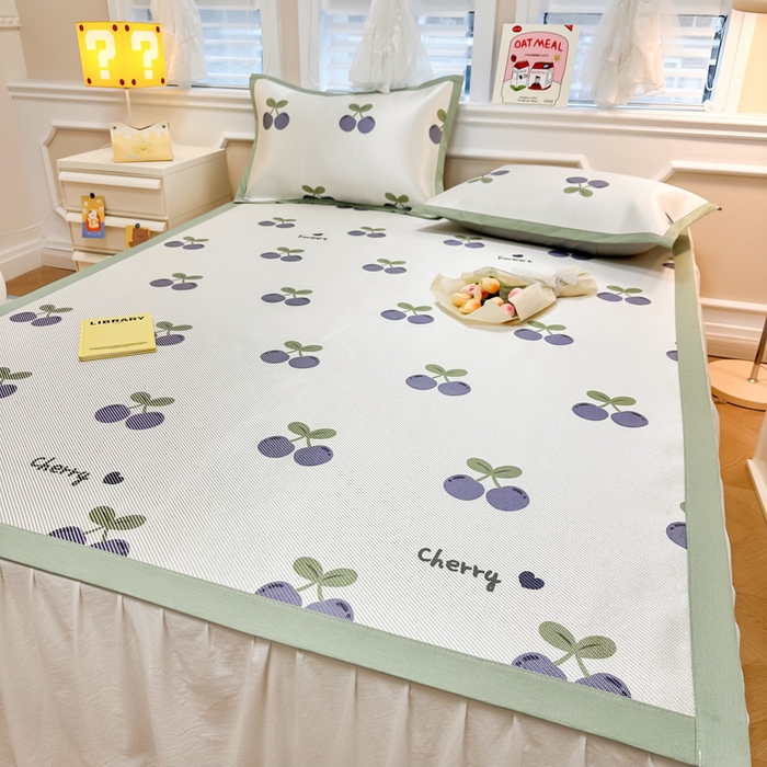 91家纺网 家纺一手货源 找家纺 慕尚 2025新款800D冰藤凉席 樱桃紫