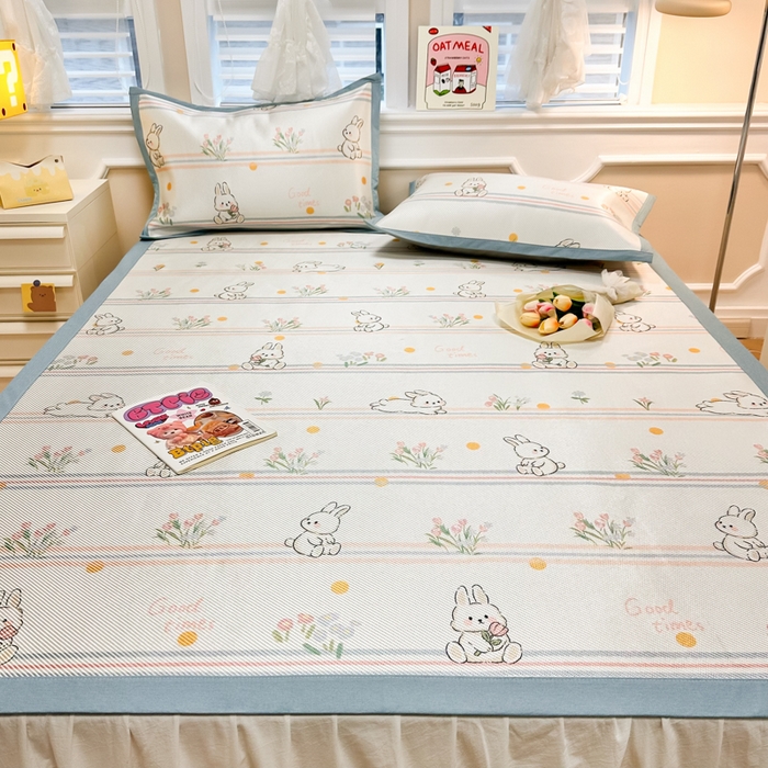 91家纺网 家纺一手货源 找家纺 慕尚 2025新款800D冰藤凉席 小白兔