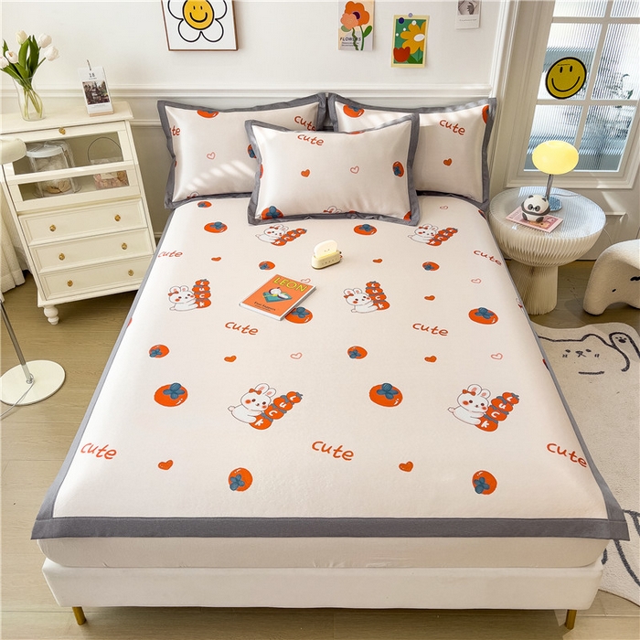 91家纺网 家纺一手货源 找家纺 孩子王家纺 2024新款凉感卡通冰丝席-成人款 好柿成双