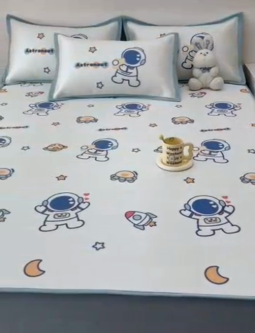 91家纺网 家纺一手货源 找家纺 全季家居 2024新款5A抗菌小清新数码印花冰藤席 床笠款-星空世界