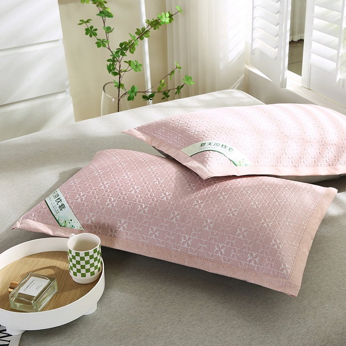 91家纺网 家纺一手货源 找家纺 小牛席业 2024新款浪漫花语冷感豆豆枕套 浪漫花语冷感豆豆枕套-粉色