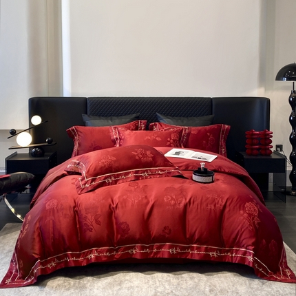 91家纺网 家纺一手货源 找家纺 （总）优悦生活馆 2024新款提花婚庆四件套