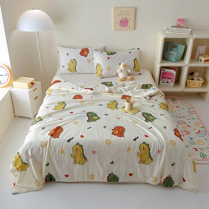 木堇家居 2024新款A类凉感丝凉感冰淇淋大豆夏被 凉感丝--七彩恐龙