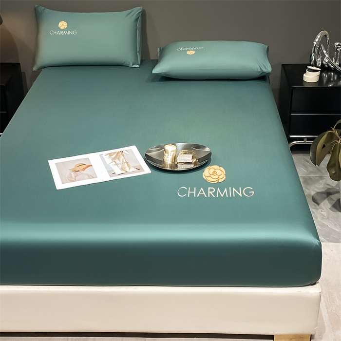 91家纺网 家纺一手货源 找家纺 古吉梦 2024新款水洗真丝冰丝床笠 冰丝-贝拉-浅石兰