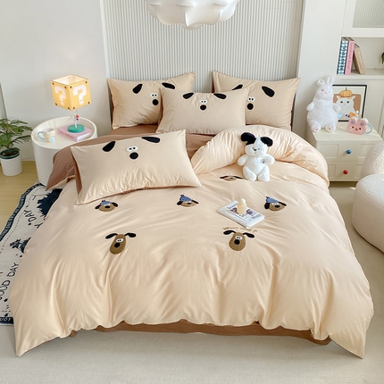 91家纺网 家纺一手货源 找家纺 帅露 2025纯棉毛巾绣四件套 大版卡通毛巾绣 黛啡