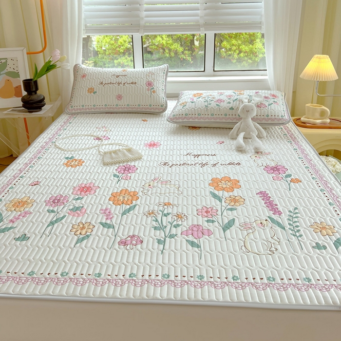 91家纺网 家纺一手货源 找家纺 凡客家居 2024新款大版0.4凉感丝乳胶凉席 爱恋