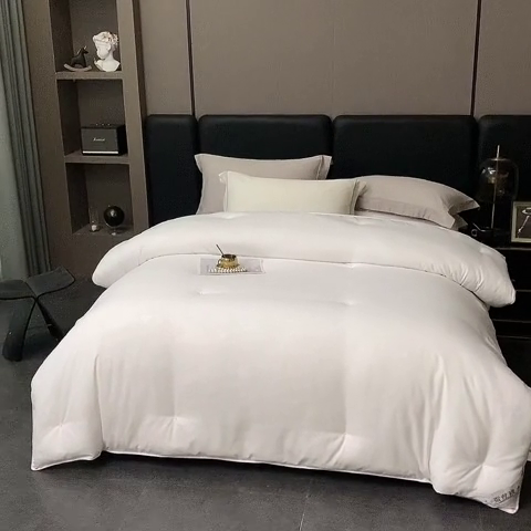 91家纺网 家纺一手货源 找家纺 恒鑫家纺 2025新款全棉提花蚕丝被 月光白