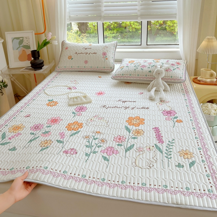 91家纺网 家纺一手货源 找家纺 凡客家居 2024新款大版0.4凉感丝乳胶凉席 爱恋