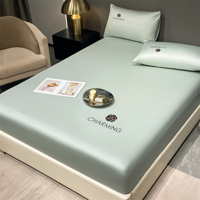 91家纺网 家纺一手货源 找家纺 古吉梦 2024新款水洗真丝冰丝床笠 冰丝-贝拉-梵星蓝