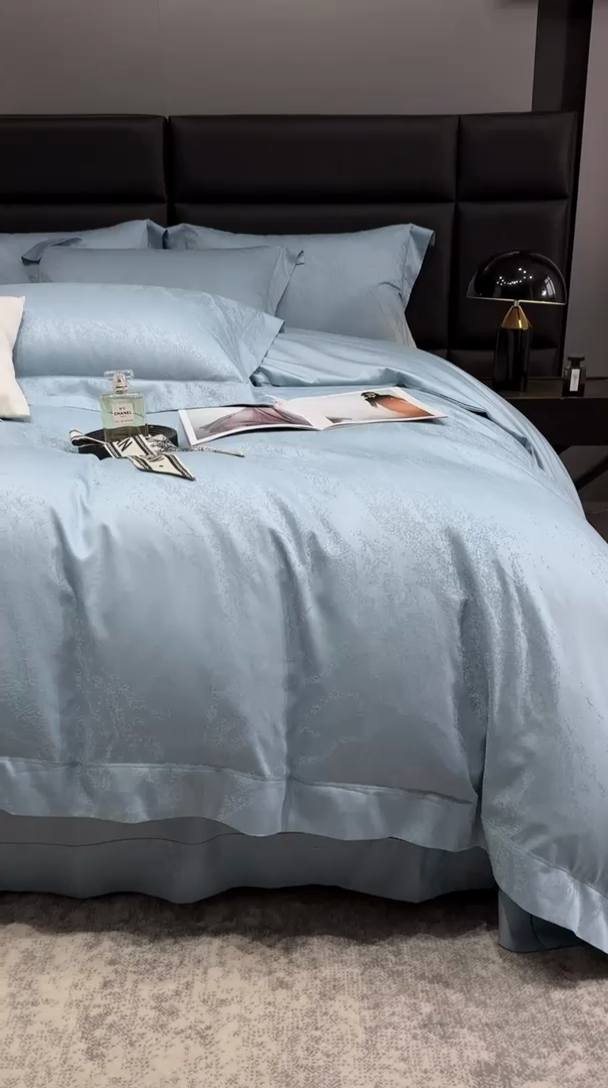 91家纺网 家纺一手货源 找家纺 时亿家居 2024新款天丝棉提花 西雅图 时尚蓝