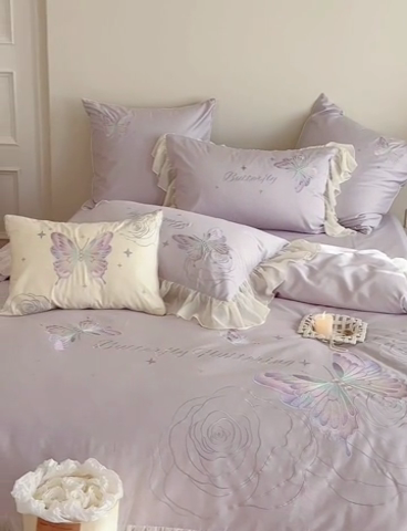 91家纺网 家纺一手货源 找家纺 MIU缪家居2024新款100支全棉四件套-梦月精灵 梦幻紫