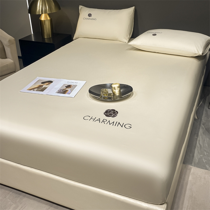 91家纺网 家纺一手货源 找家纺 古吉梦 2024新款水洗真丝冰丝床笠 冰丝-贝拉-奶昔白