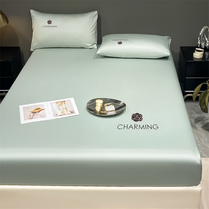 91家纺网 家纺一手货源 找家纺 古吉梦 2024新款水洗真丝冰丝床笠 冰丝-贝拉-梵星蓝